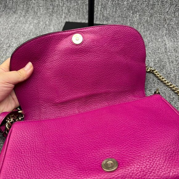 GUCCI Soho Chain Pink Leather Shoulder Bag 599-081125 - Picture 9 of 14
